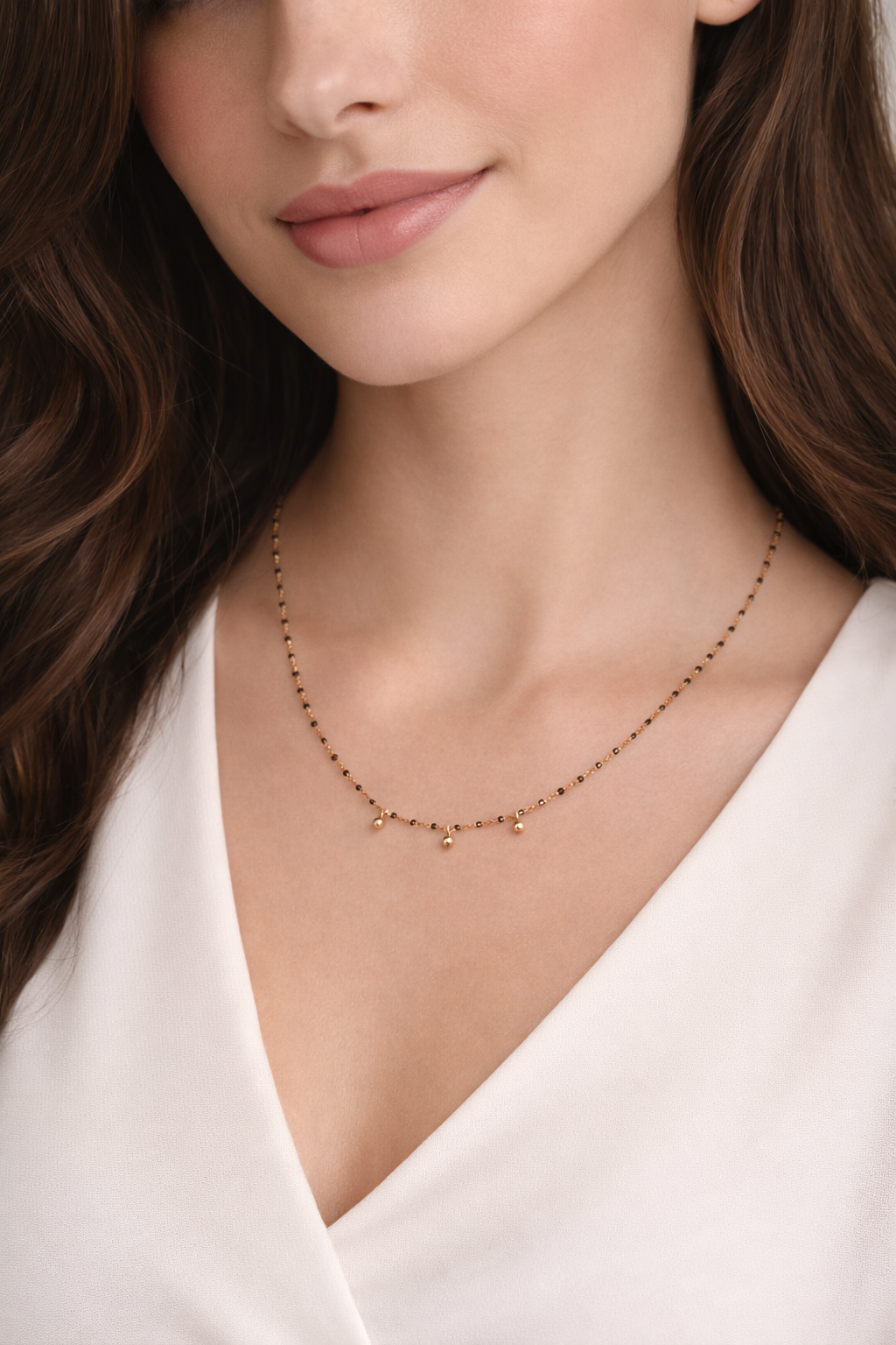 Collar Nocturne de plata de ley con piedra onix