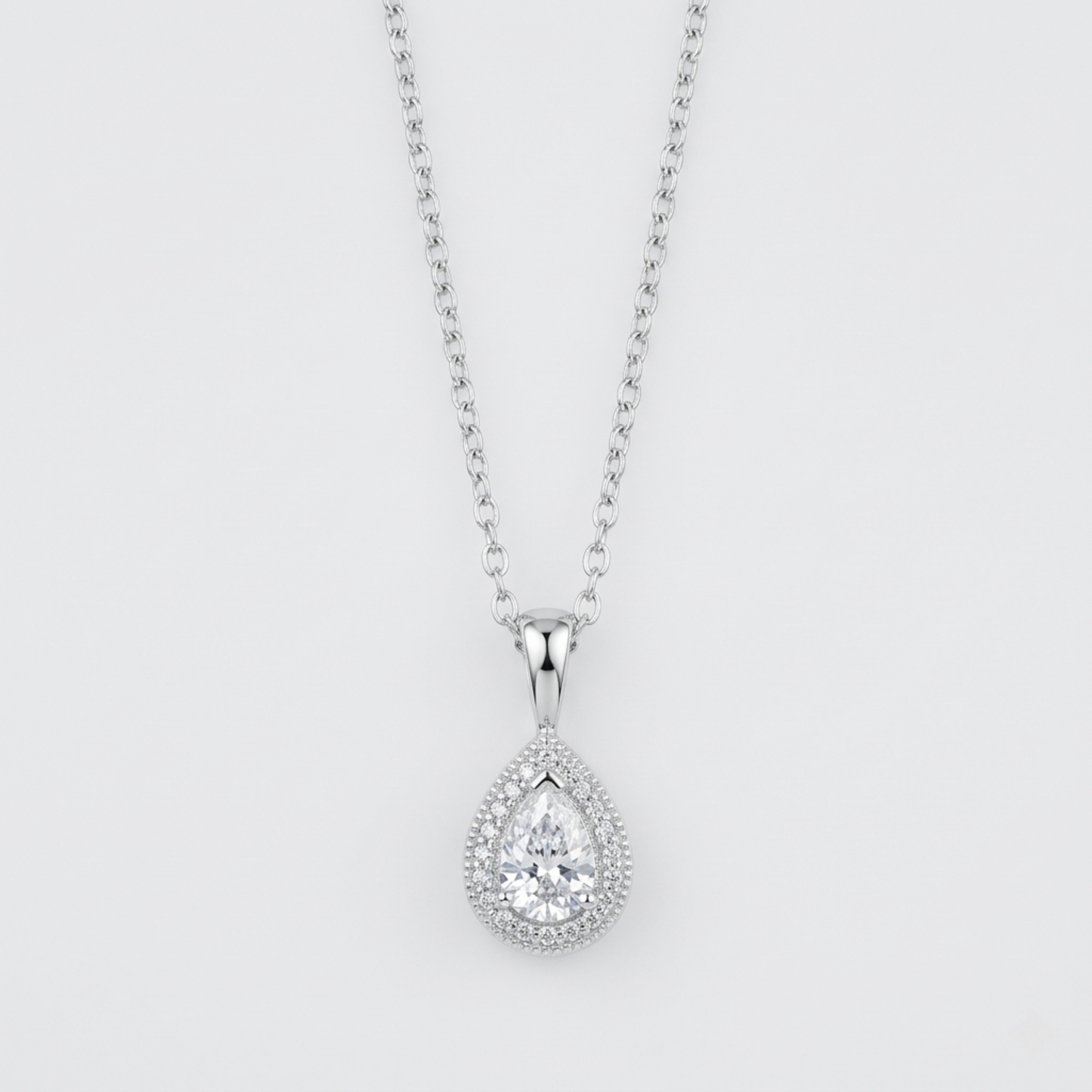Collar del conjunto L'ÉCLAT de plata de ley 925 con colgante de gota y circonitas