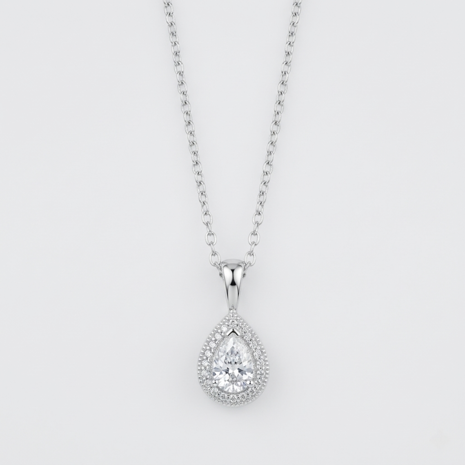 Collar del conjunto L'ÉCLAT de plata de ley 925 con colgante de gota y circonitas