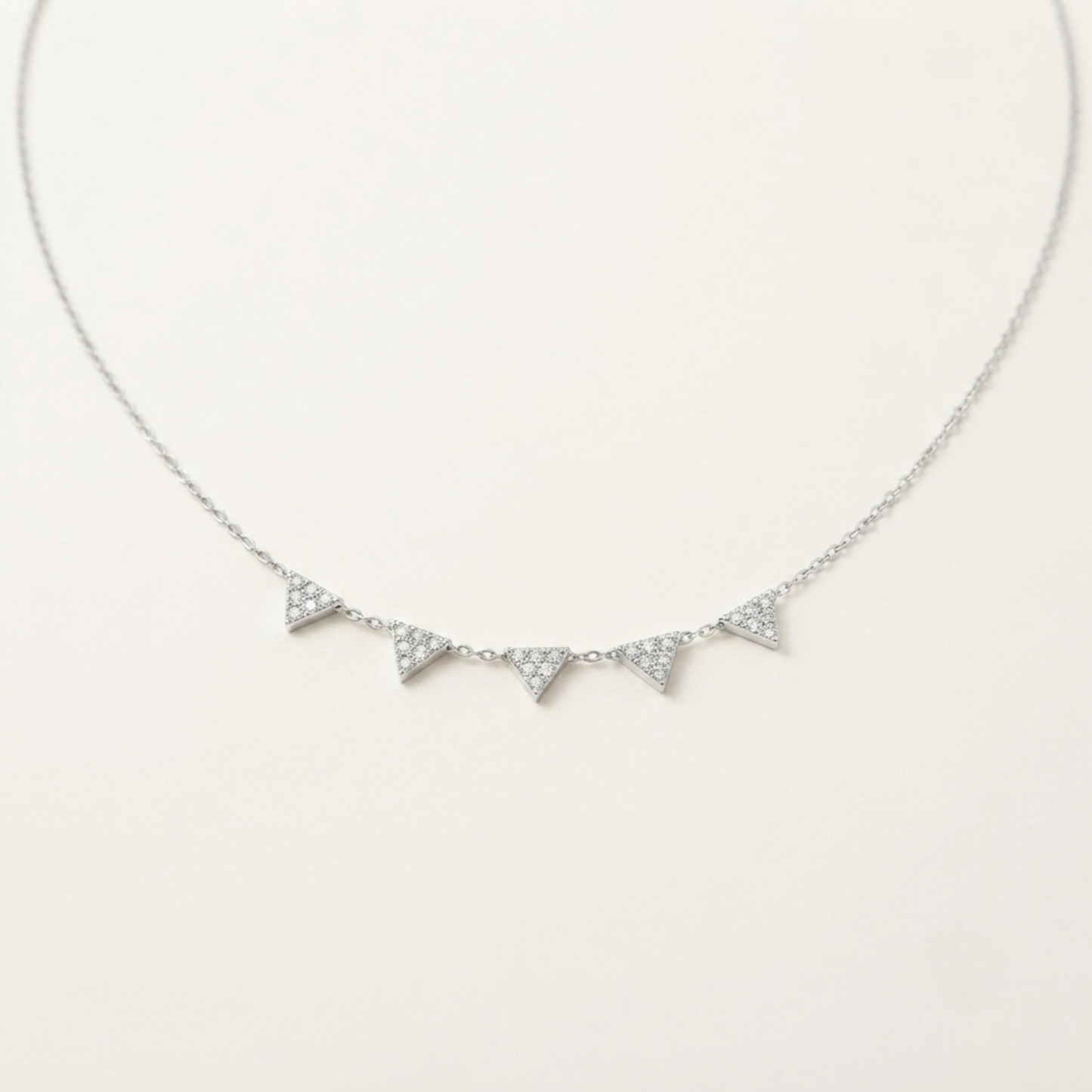 collar PRISME de plata 925 con colgantes triangulares y circonitas