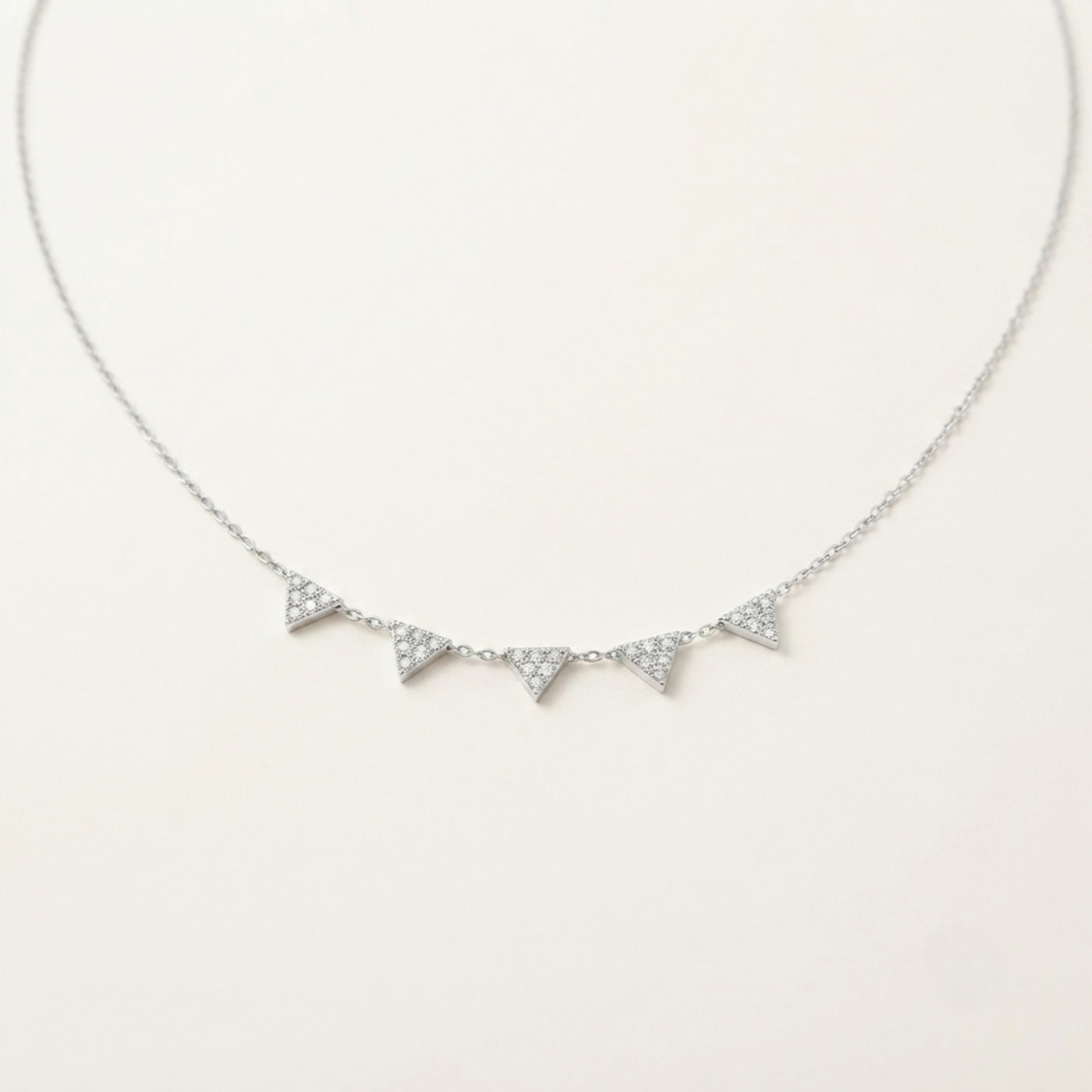 collar PRISME de plata 925 con colgantes triangulares y circonitas