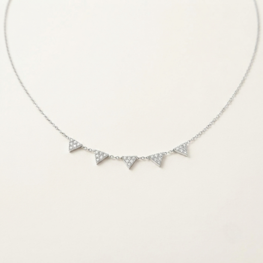 collar PRISME de plata 925 con colgantes triangulares y circonitas