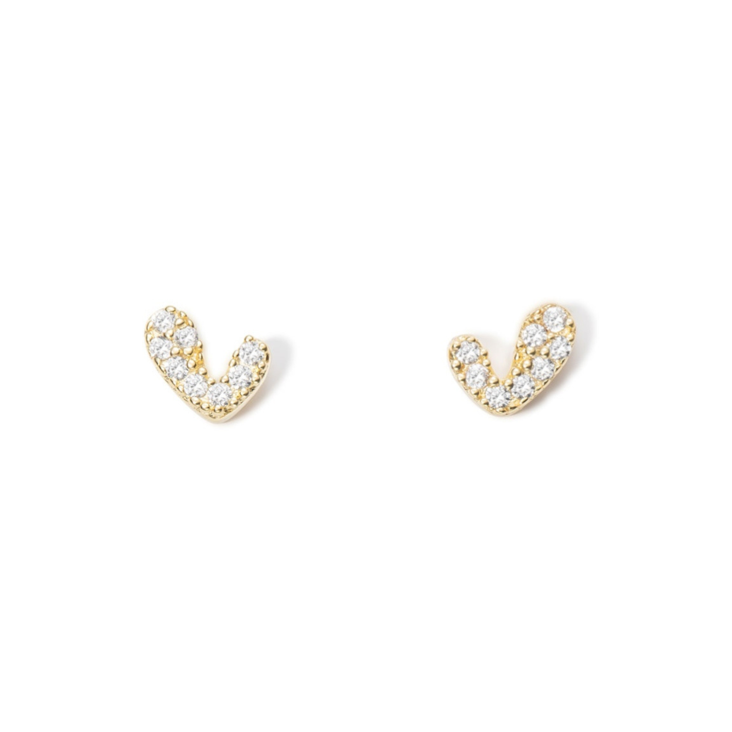 Detalle de pendientes COEUR ÉVIDÉ de corazón plata bañada en oro 18K con circonitas