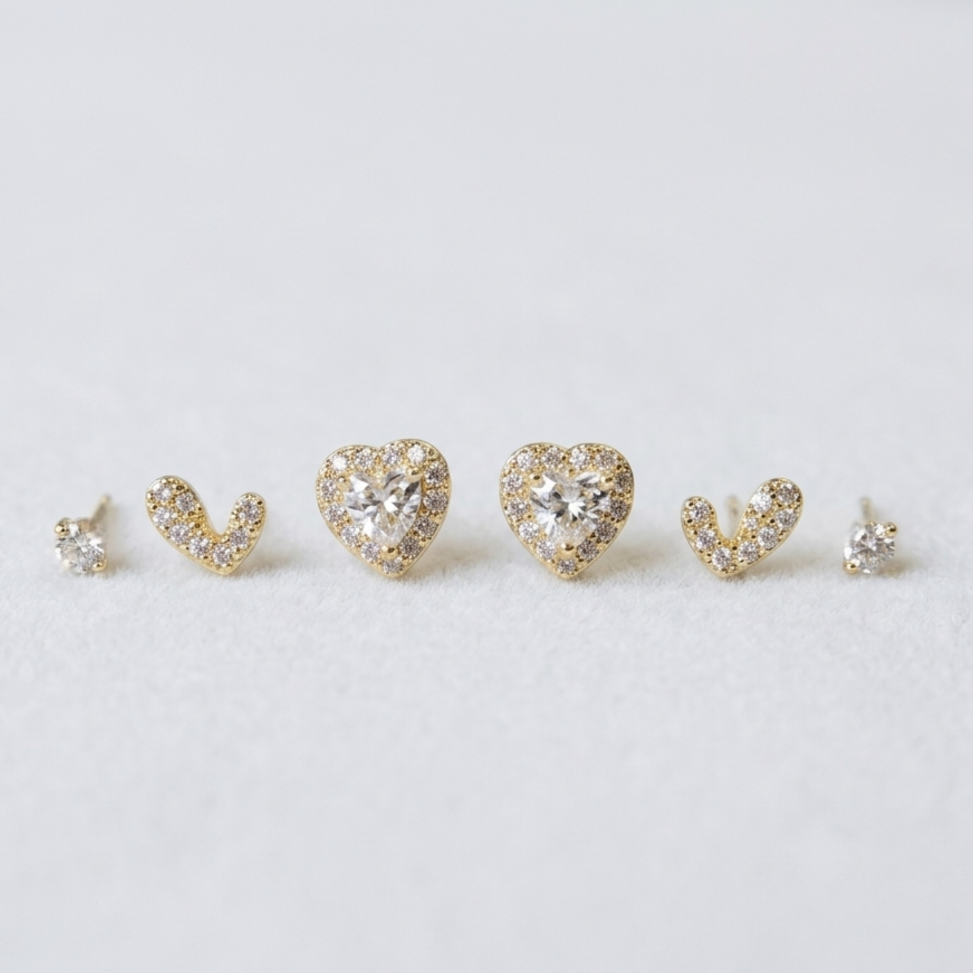 Pack de tres pares de pendientes COEUR de plata 925 bañada en oro 18K con circonitas