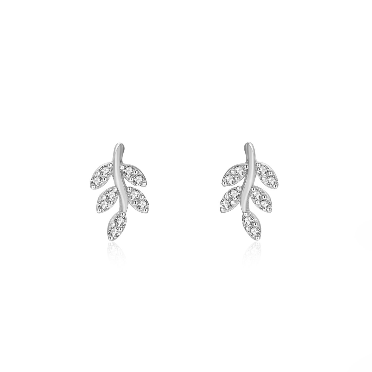 pendientes FEUILLE de plata de ley 925 con forma de hoja orgánica