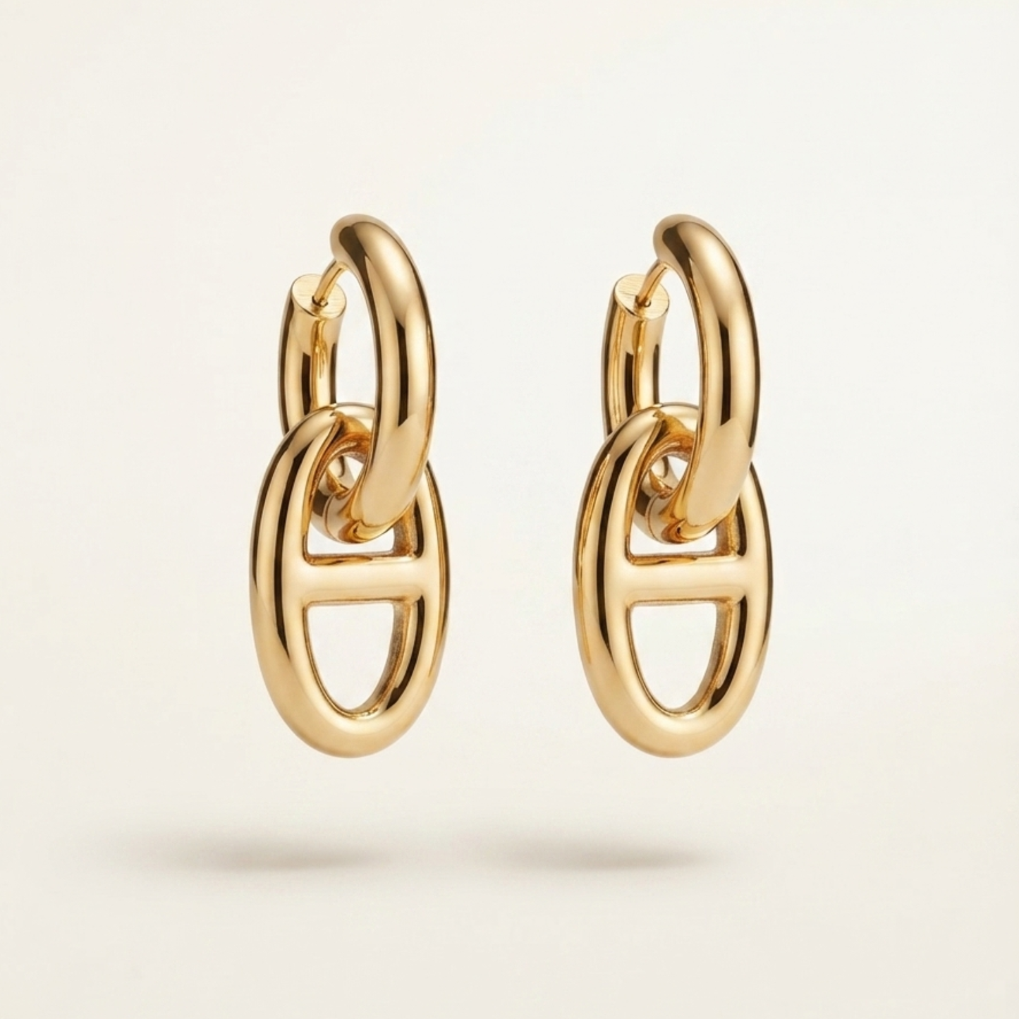 pendientes MAGLIA transformables de acero waterproof bañados en oro 18K con eslabón extraíble