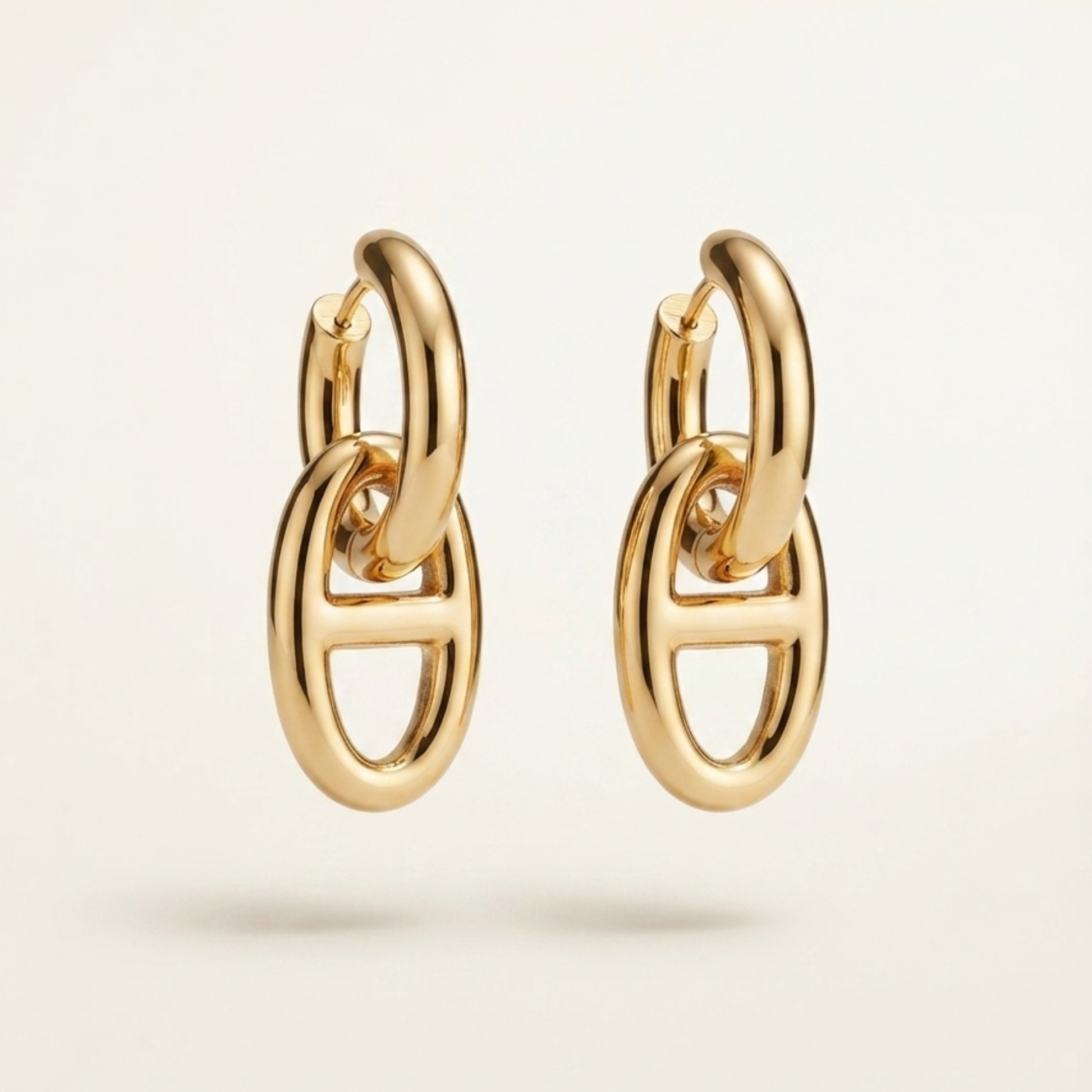 pendientes MAGLIA transformables de acero waterproof bañados en oro 18K con eslabón extraíble